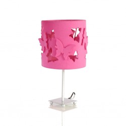 Lampka nocna motyle różowa z różowymi dodatkami.