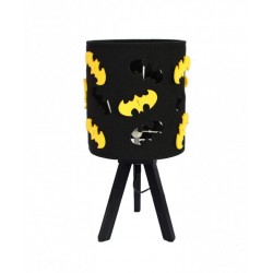 Zestaw Lampa wisząca i nocna  Batman czarna z żółtymi dodatkami.