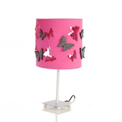 Lampka nocna motyle różowa z szarymi dodatkami.