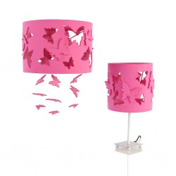 Zestaw Lampa wisząca i nocna  motyle różowa z różowymi dodatkami.